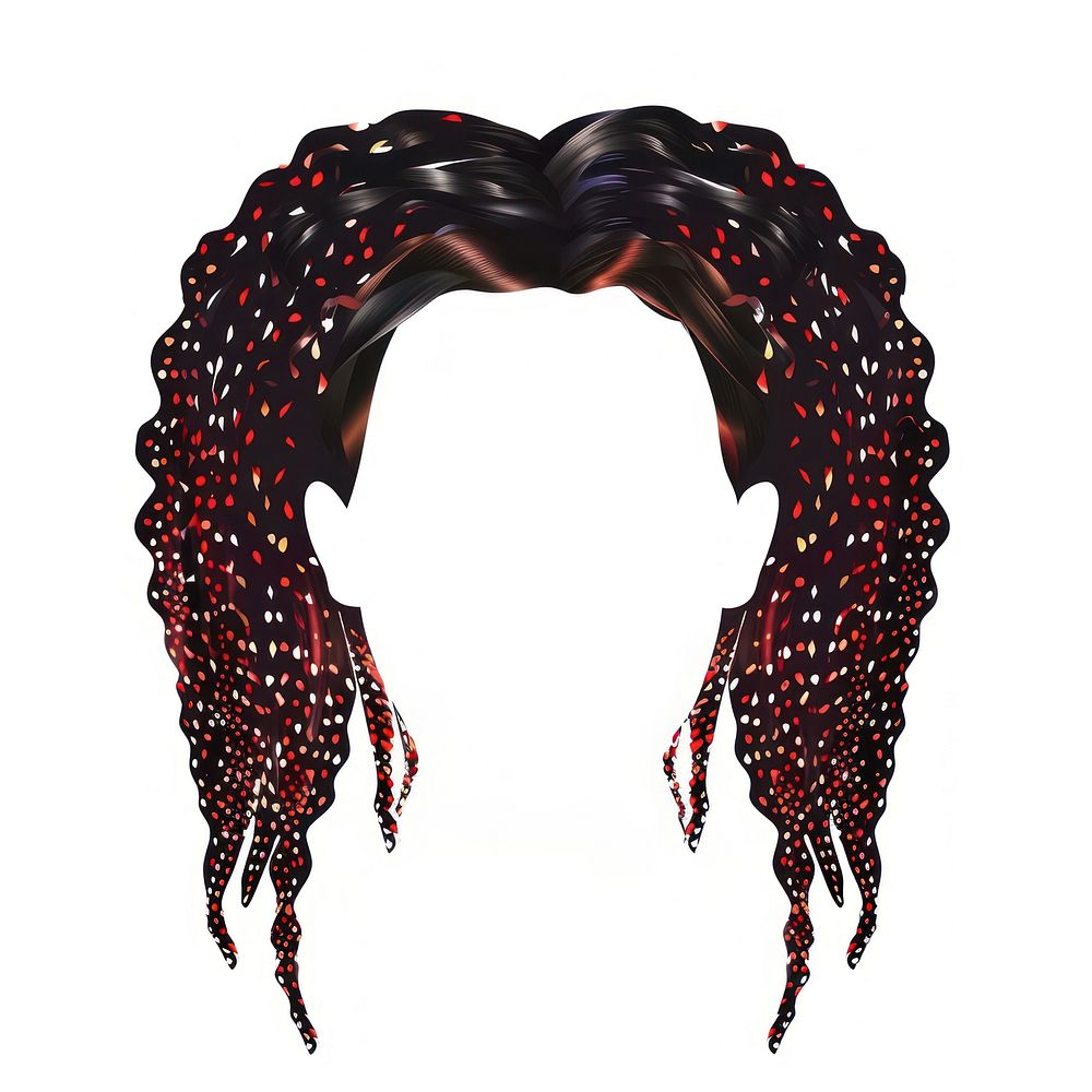 Black red corn rows hairstyle white background accessories.