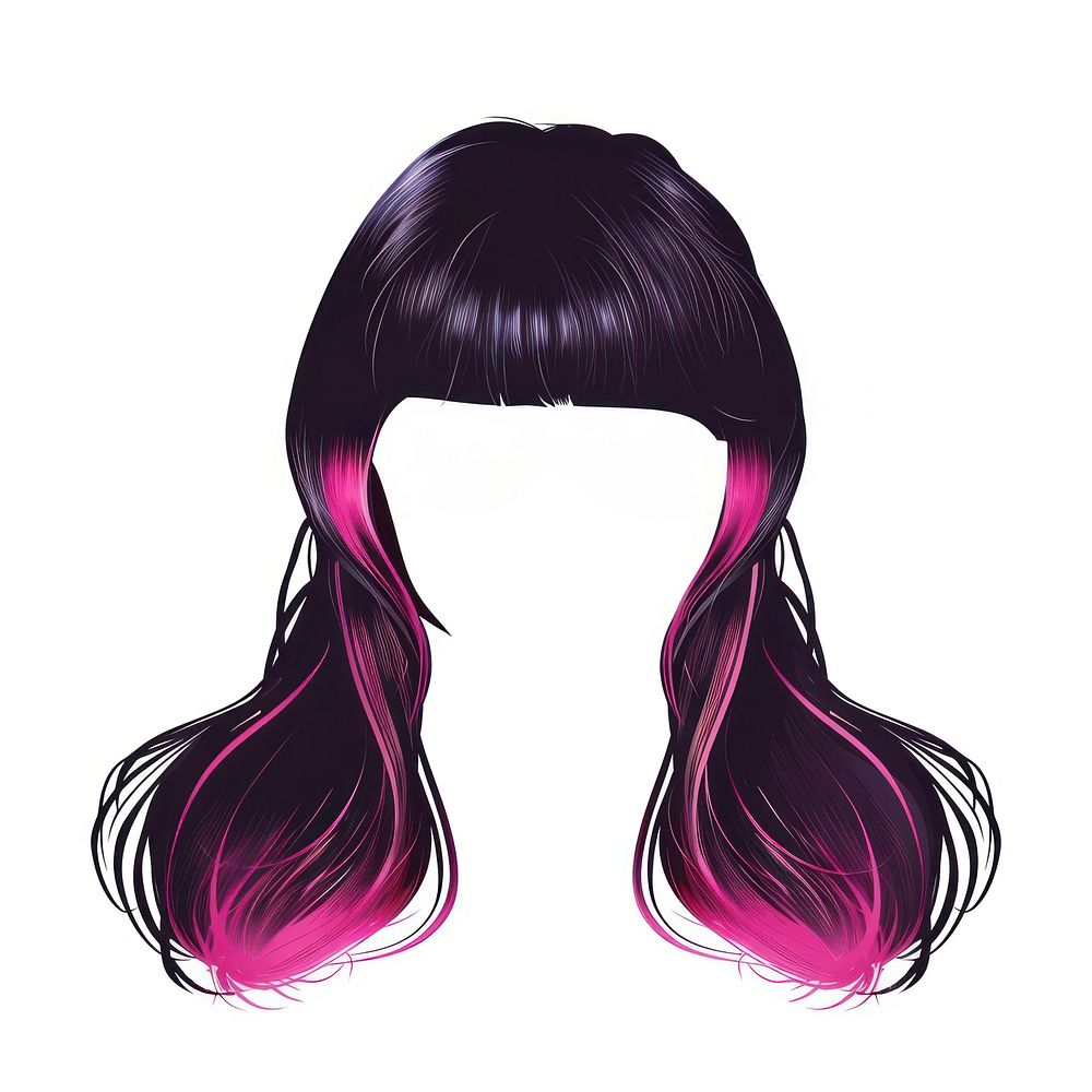 Black pink cat hairstyle purple adult wig.