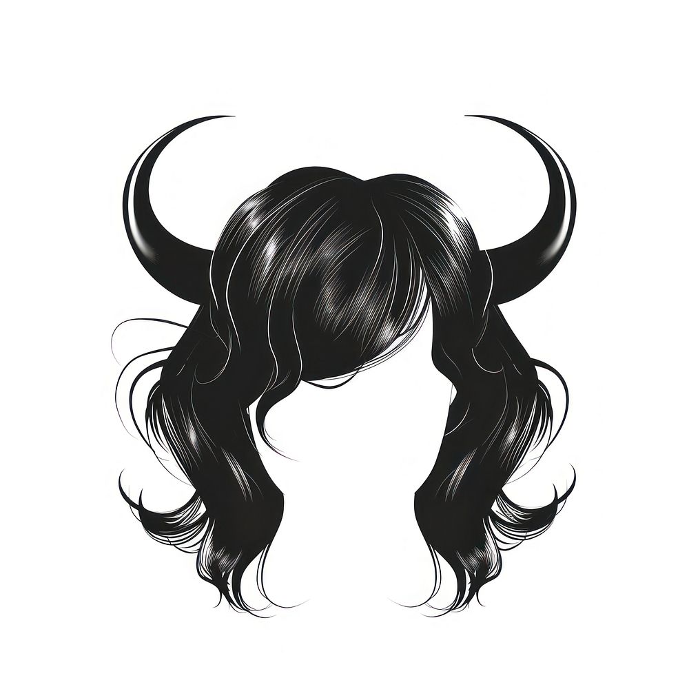 Black horn hairstyle drawing sketch adult.