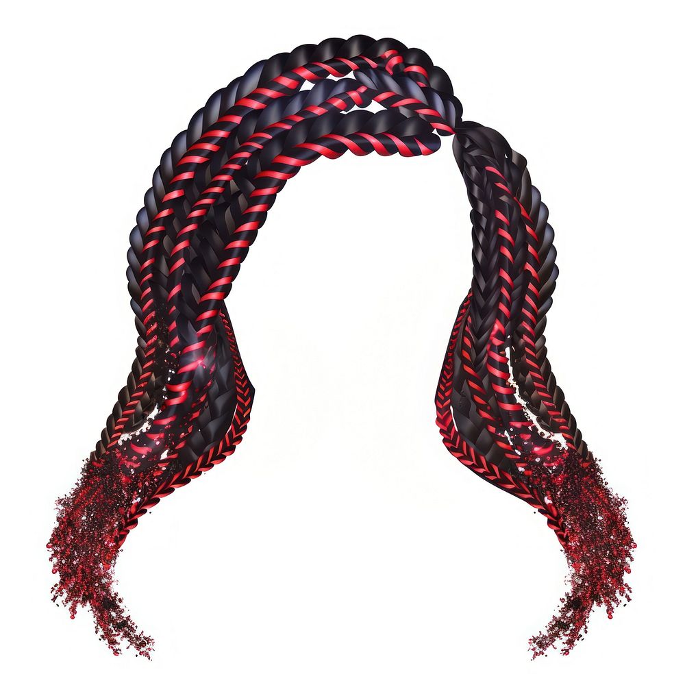 Black red corn rows hairstyle white background clothing.