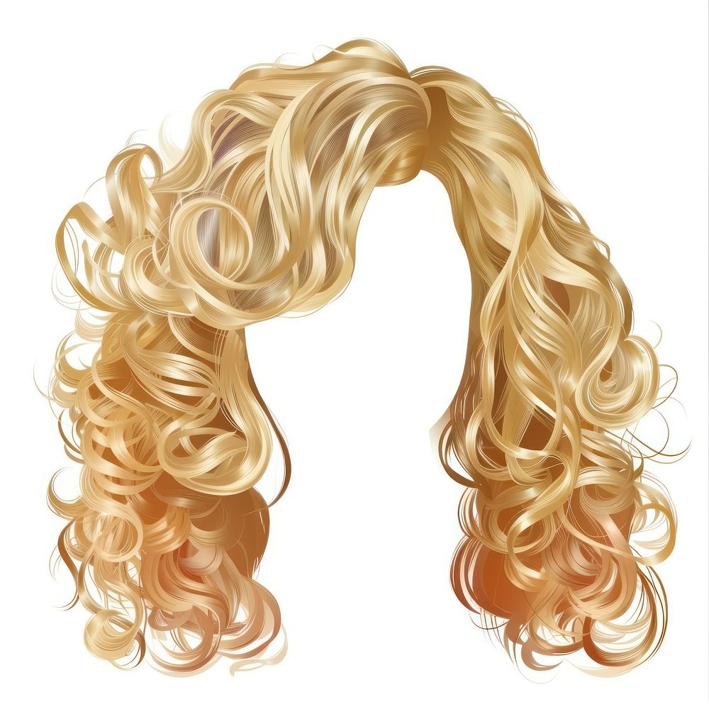 Blonde perm hairstyle adult wig white background.