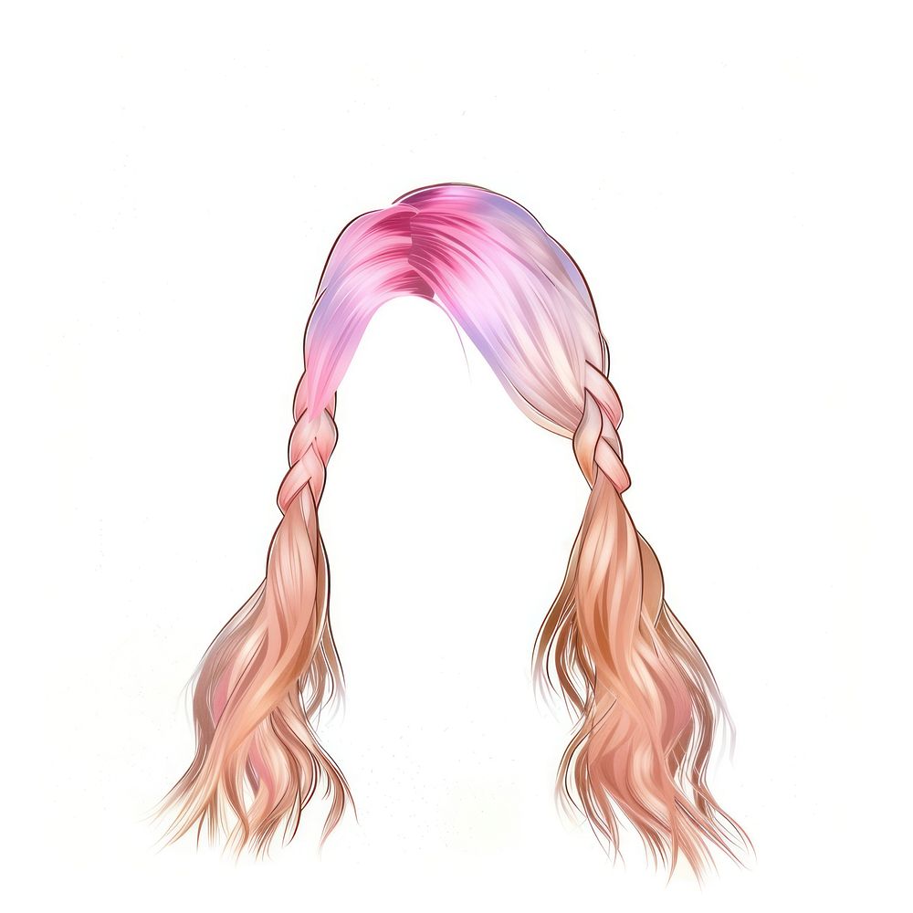 Blonde pink crown braid hairstyle drawing sketch.