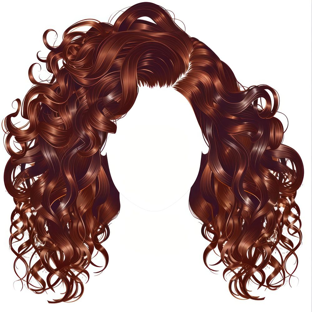 Brown curly hairstyle white background chandelier portrait.