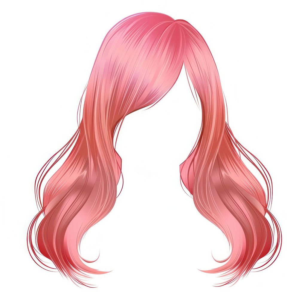 Fantasy pink bule hairstyle adult wig white background.