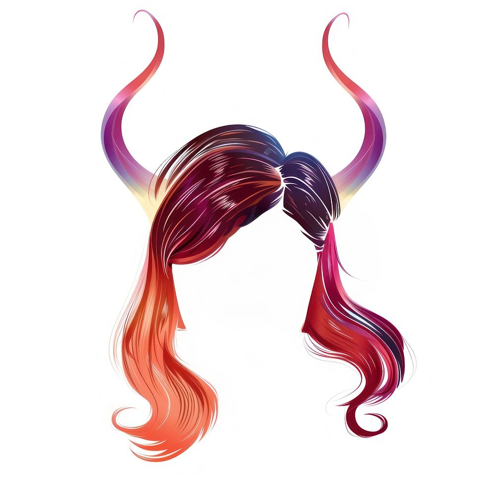Horn hairstyle colorful art white background creativity.