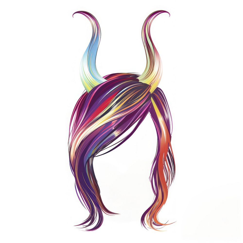 Horn hairstyle colorful art drawing sketch.