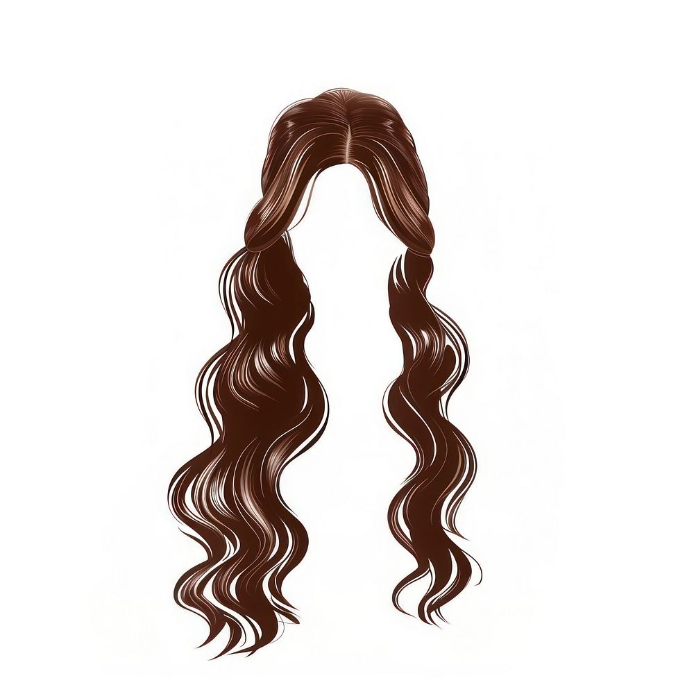 Long wavy ponytail hairstyle white background ringlet person.