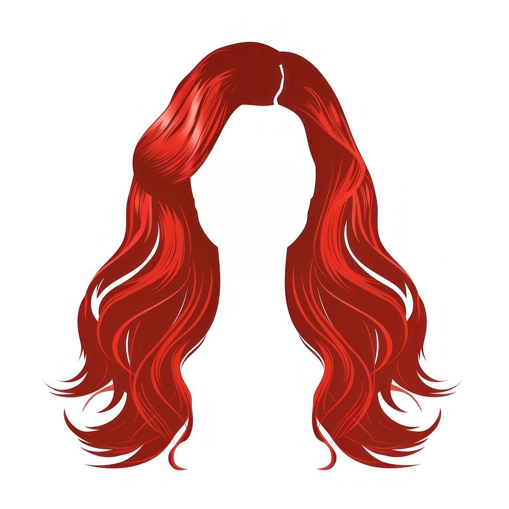 Red man long hair hairstyle wig white background.