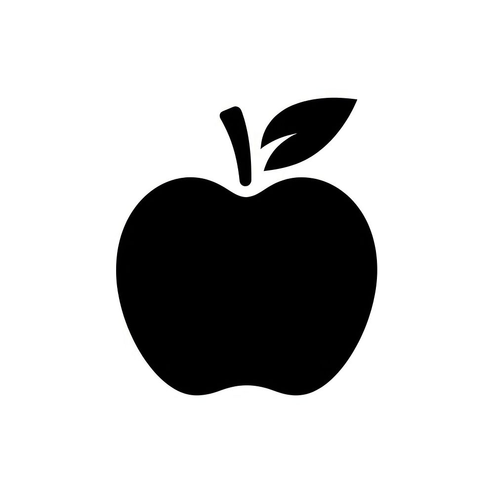 Apple fruit logo icon black plant white background.