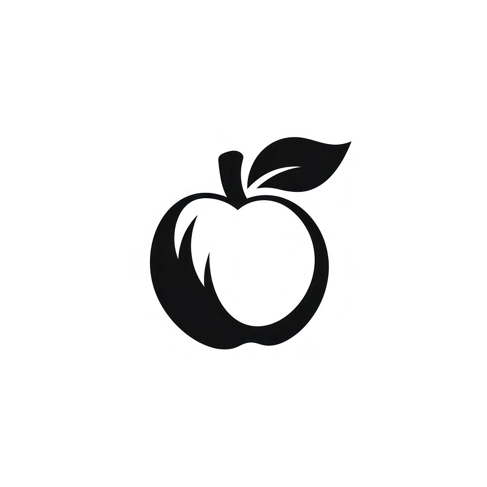 Apricot fruit logo icon symbol black white.