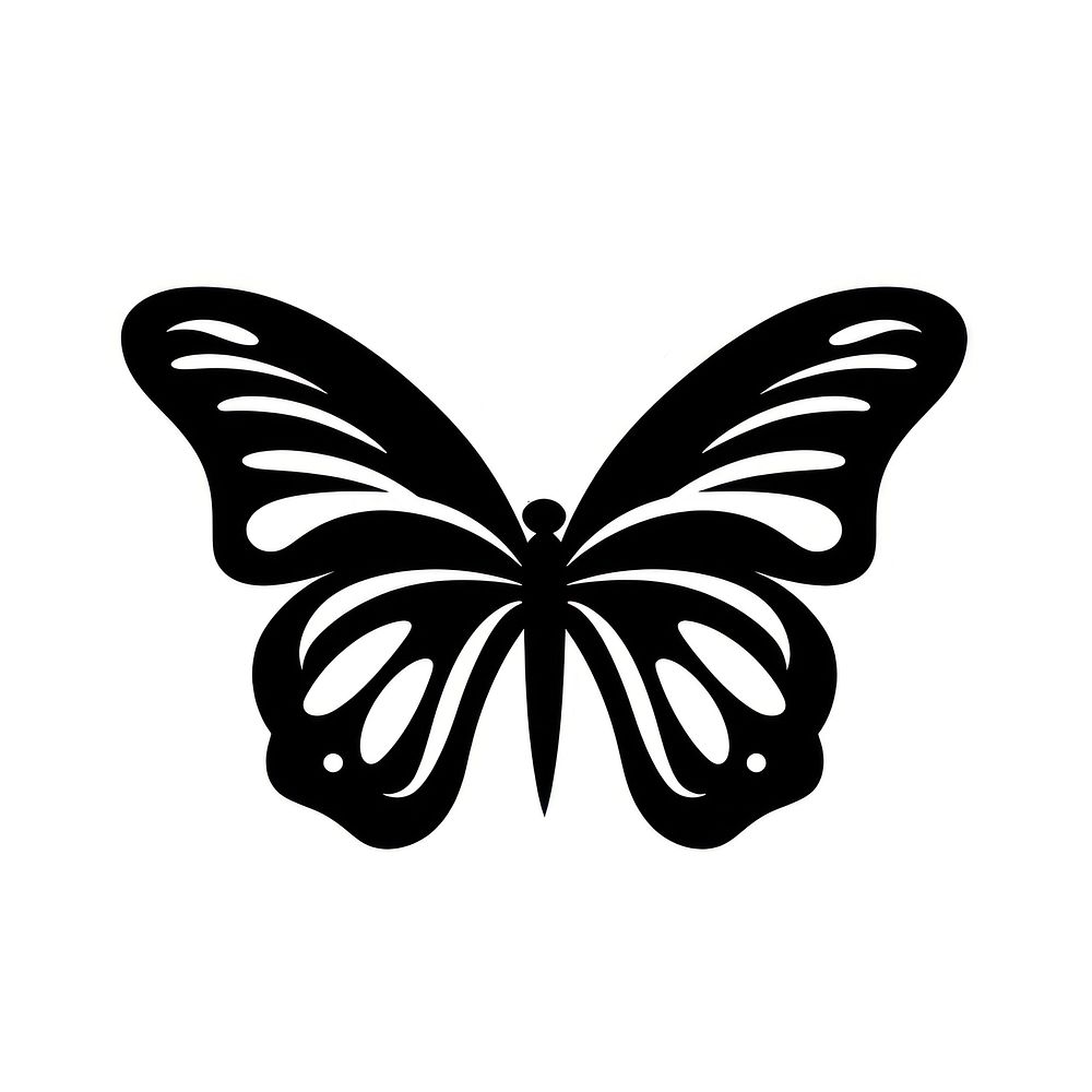 Butterfly icon black white logo.