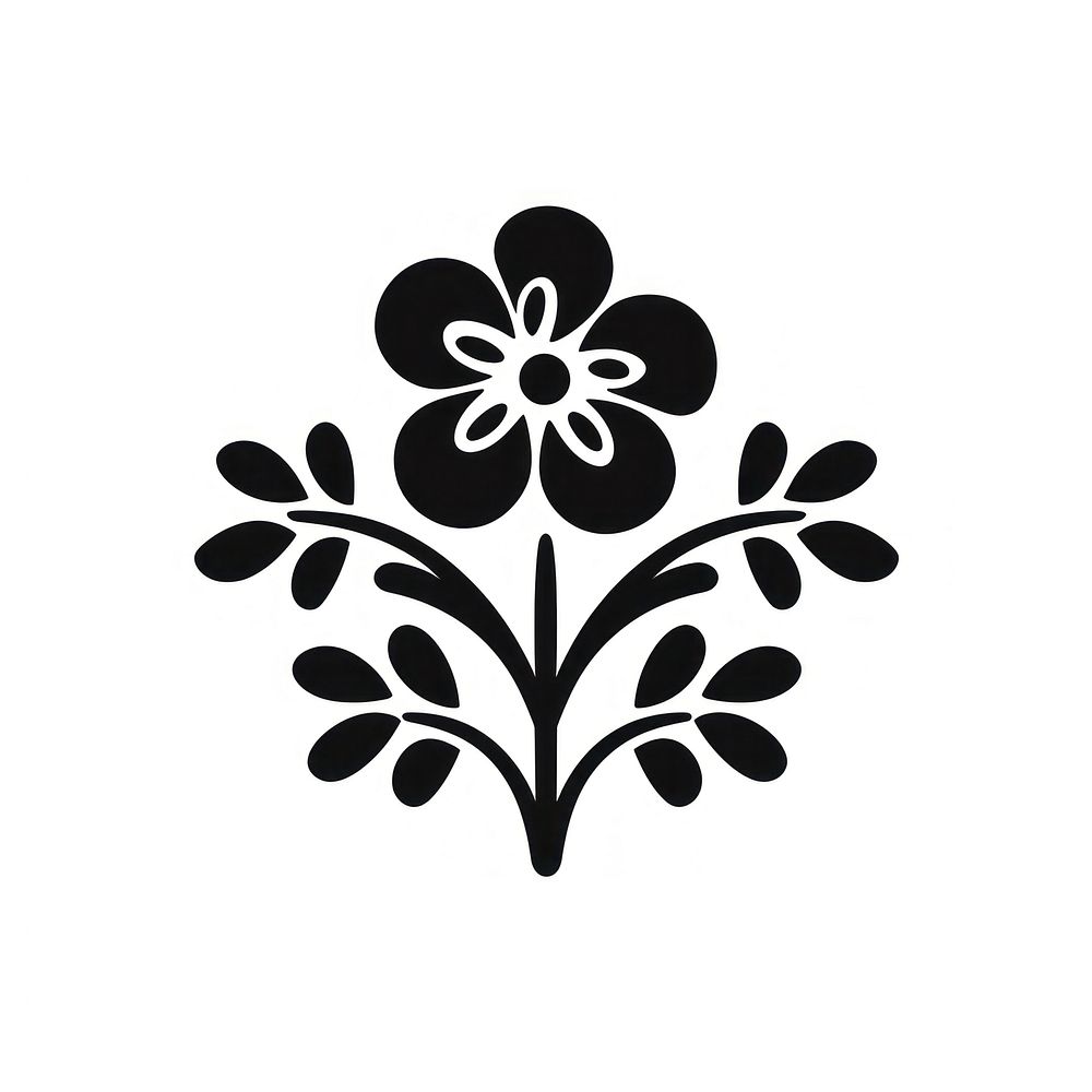 Floral icon pattern white black.