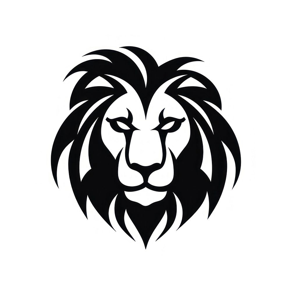 Lion logo icon black white white background.