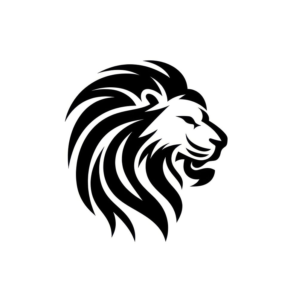 Lion logo icon black white representation.