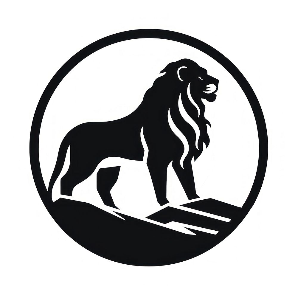 Lion standing on a mountain icon logo mammal animal.