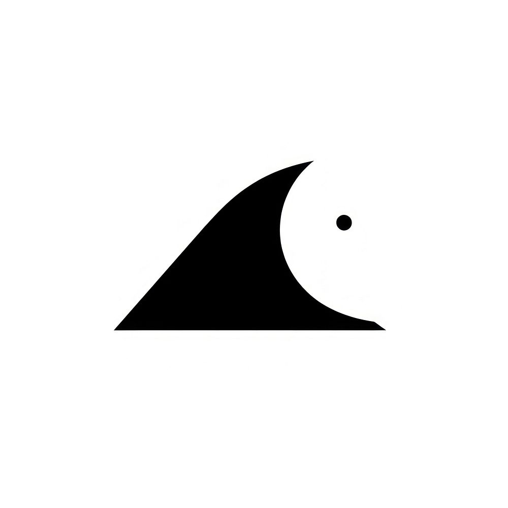 Moon and mountain icon logo silhouette black.