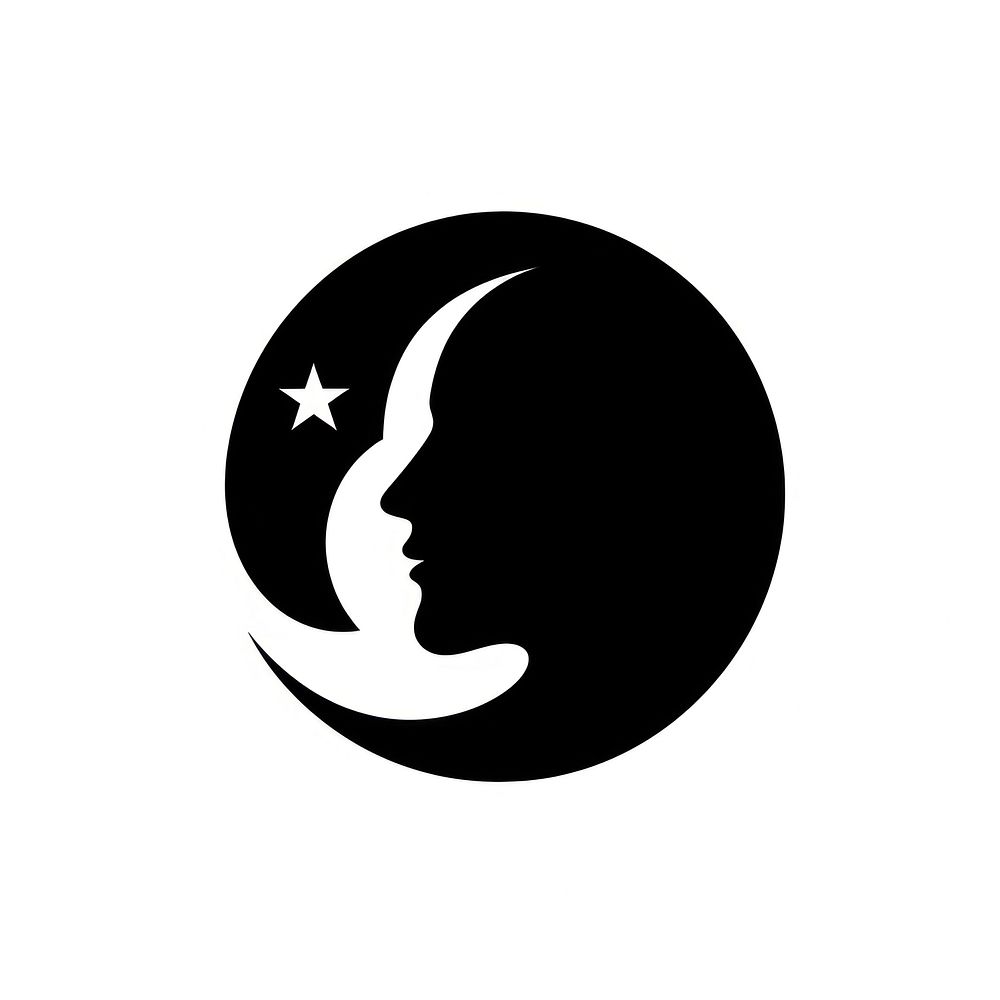Moon logo icon silhouette astronomy night.