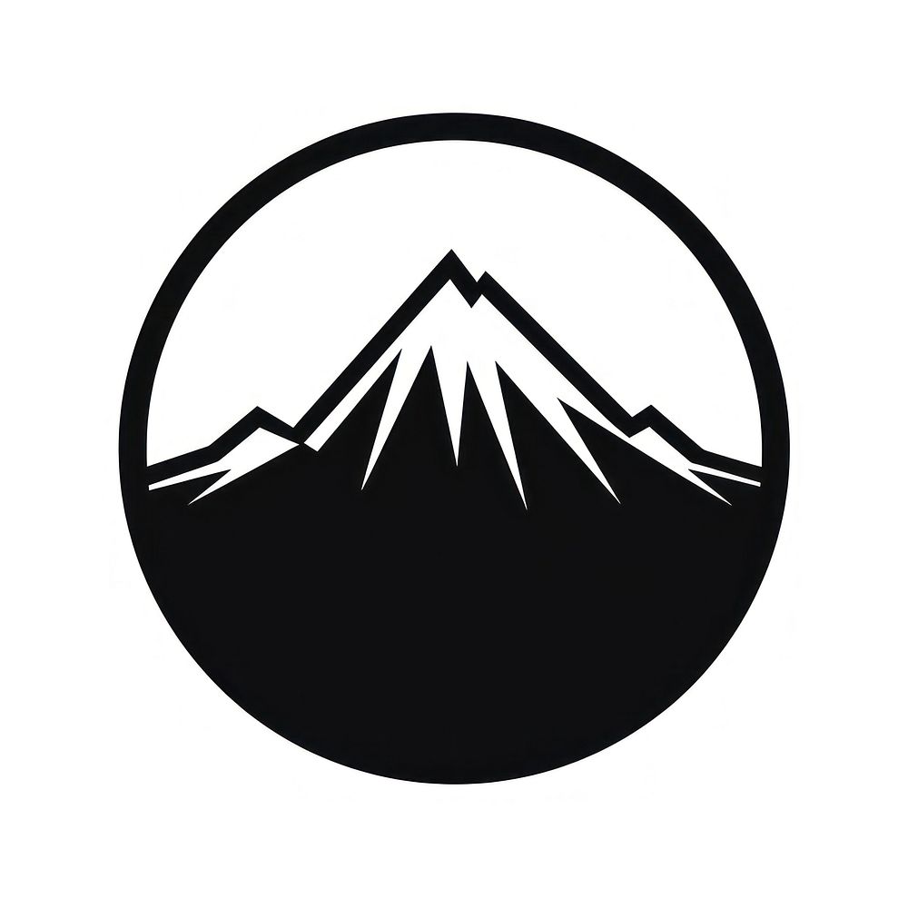 Sun and mountain icon logo silhouette symbol.