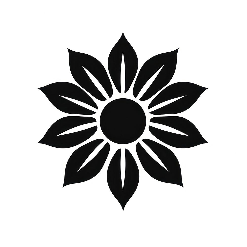 Sunflower logo icon black white inflorescence.