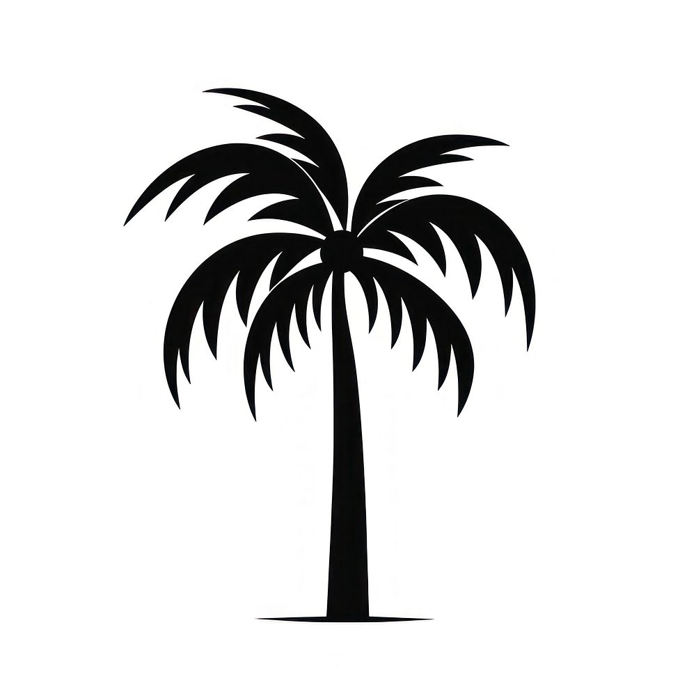 Palm tree logo icon silhouette plant white background.