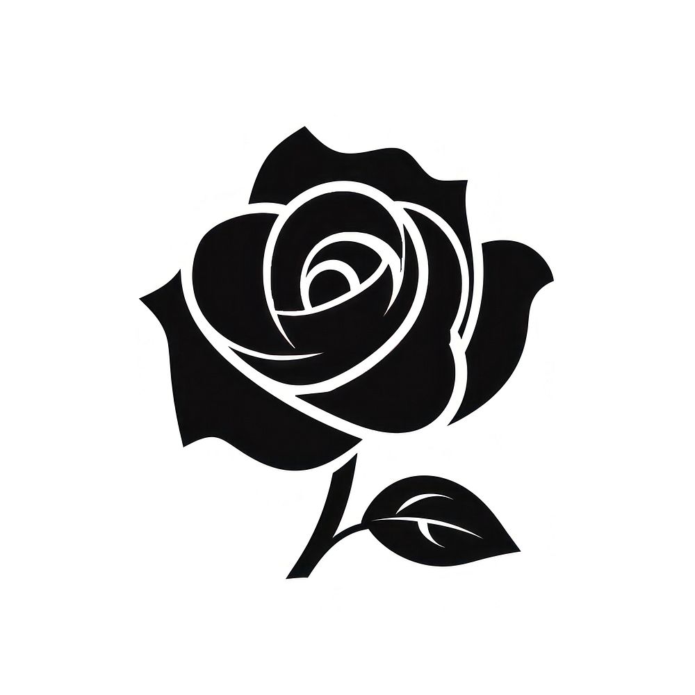 Red rose logo icon Simple flower plant white background.