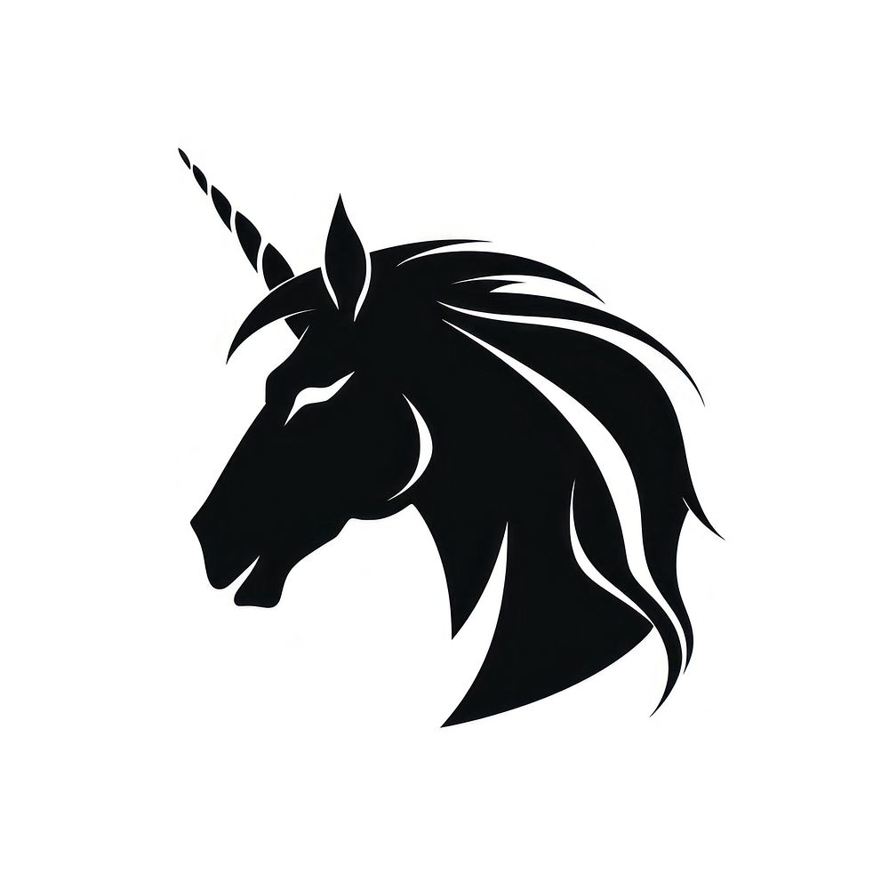 Unicorn logo icon silhouette animal black.