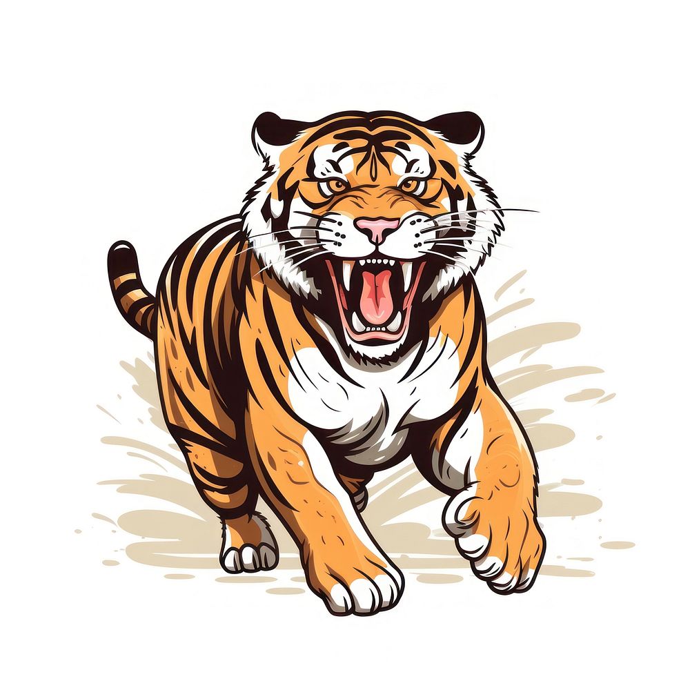 Tiger wildlife cartoon animal.