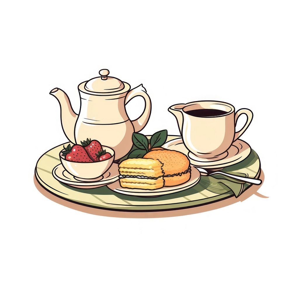 Afternoon tea Clipart cartoon teapot saucer.