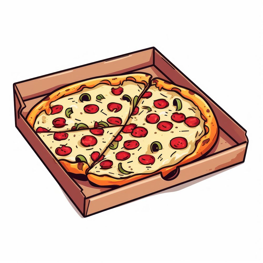 Box pizza and pizza cartoon food pepperoni.