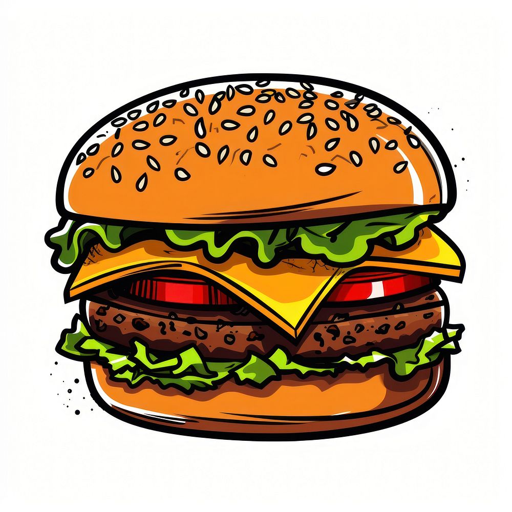 Black burger Clip art cartoon | Free Photo Illustration - rawpixel