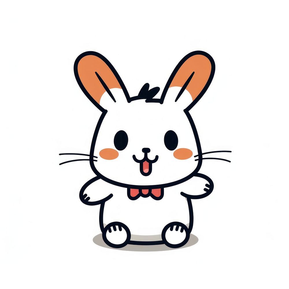 Cute happy rabbit cartoon drawing animal.