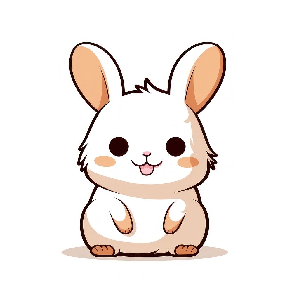 Cute happy rabbit drawing cartoon animal.