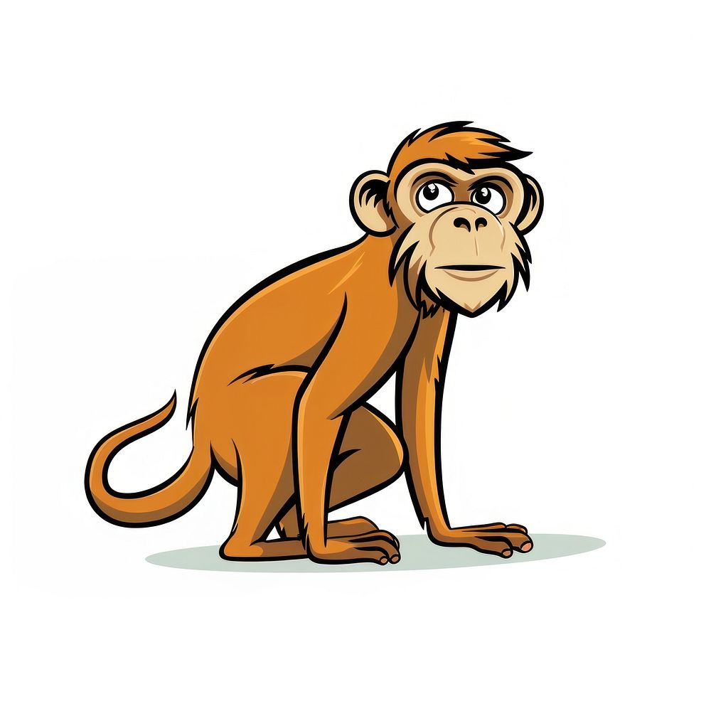 Funny monkey wildlife cartoon drawing.