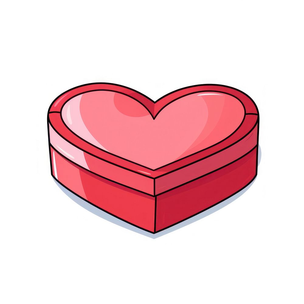 Heart shaped gift box cartoon white background clip art.