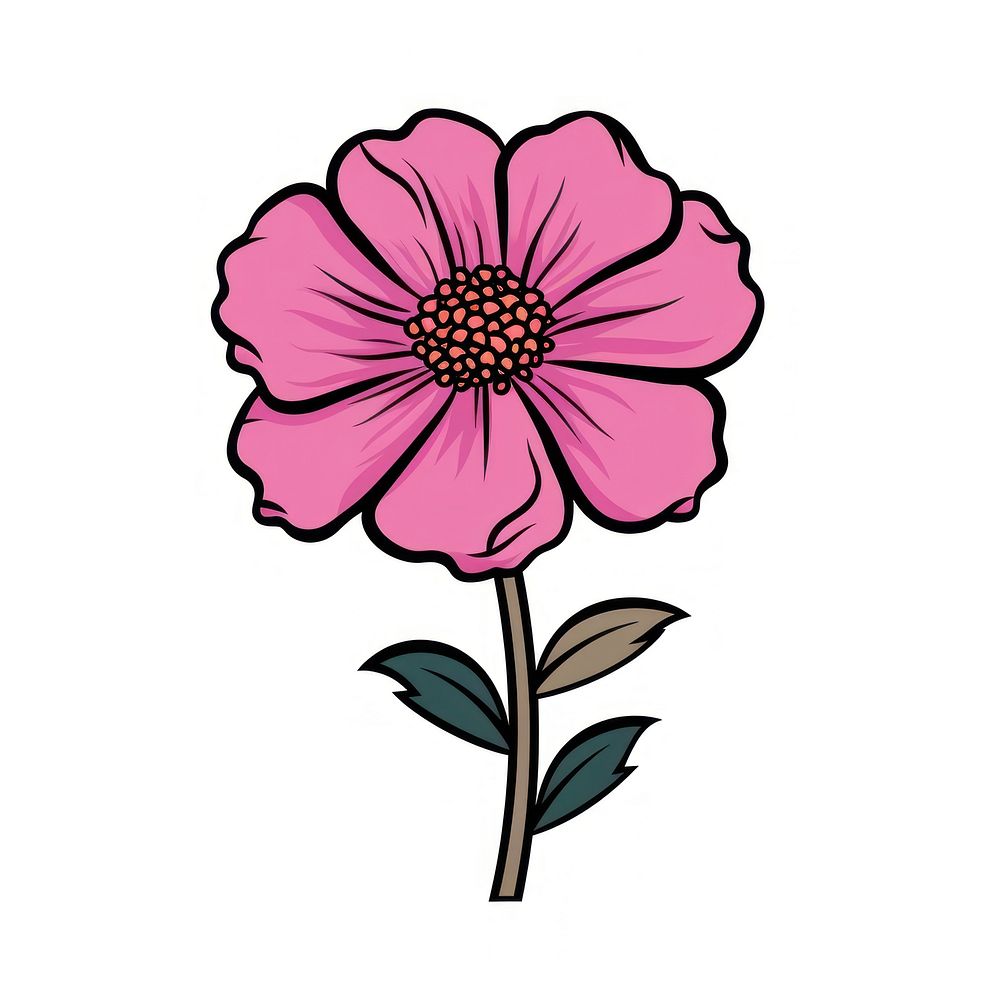 Pink flower Clipart blossom cartoon drawing.