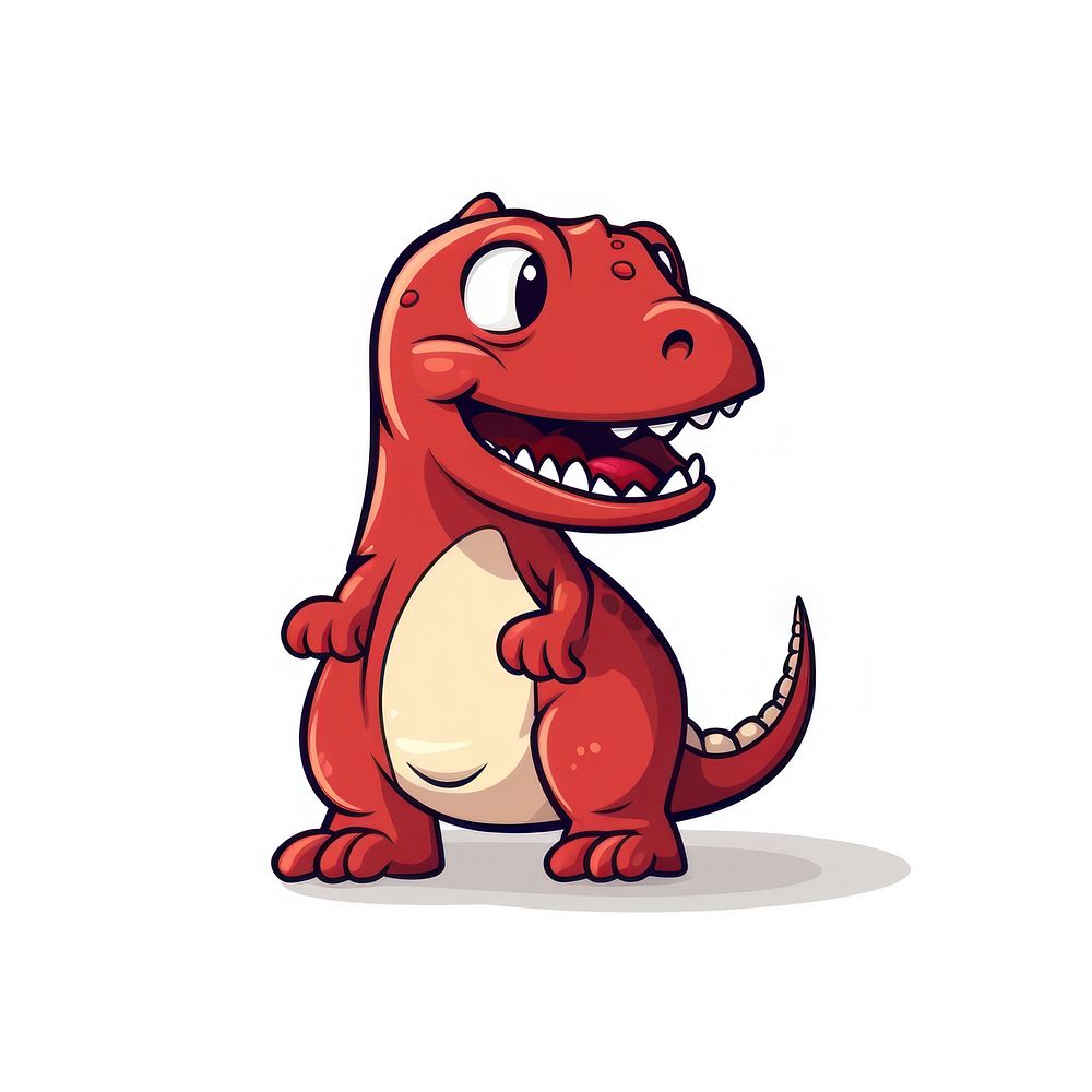 Red dinosaur reptile cartoon animal.