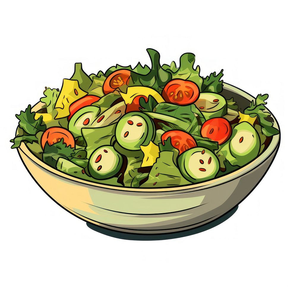 Salad Clipart cartoon food bowl.