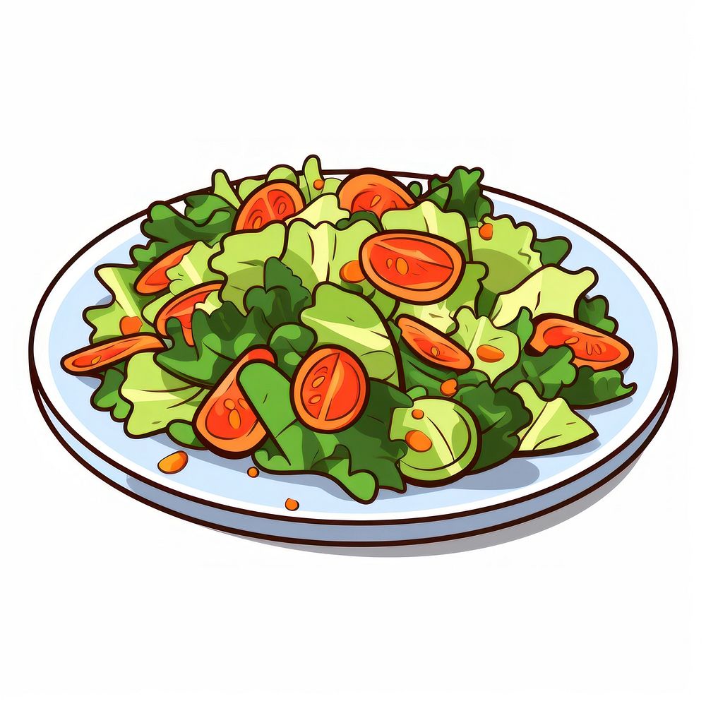 Salad on plate Clipart vegetable food meal.
