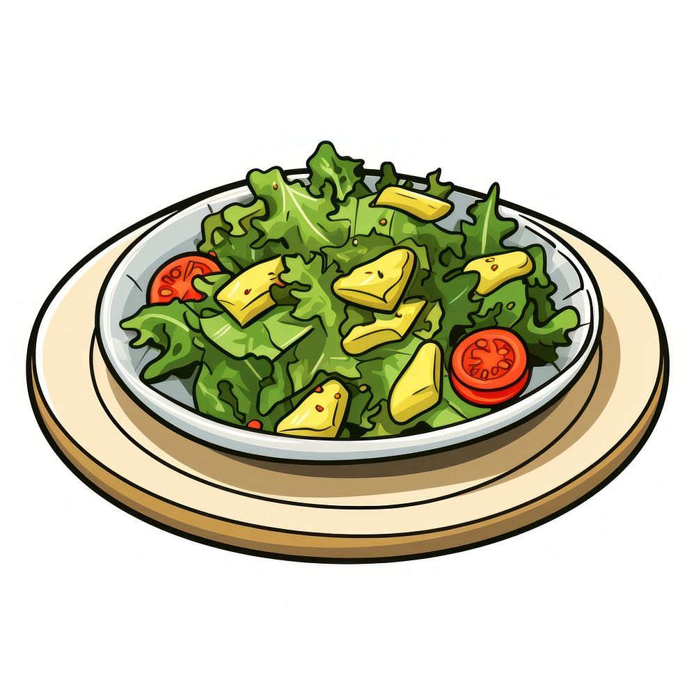 Salad on plate Clipart vegetable food meal.