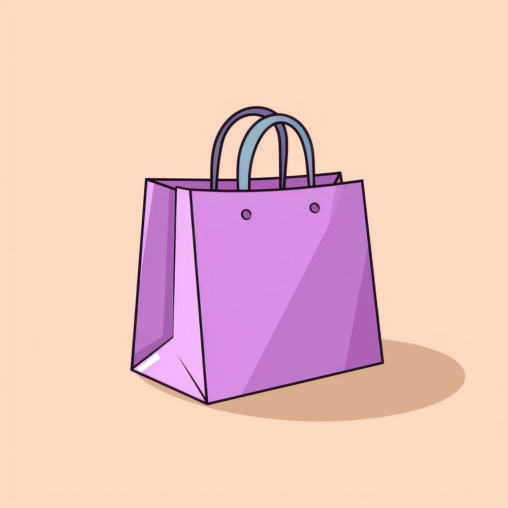 Shopping bag handbag purple line.