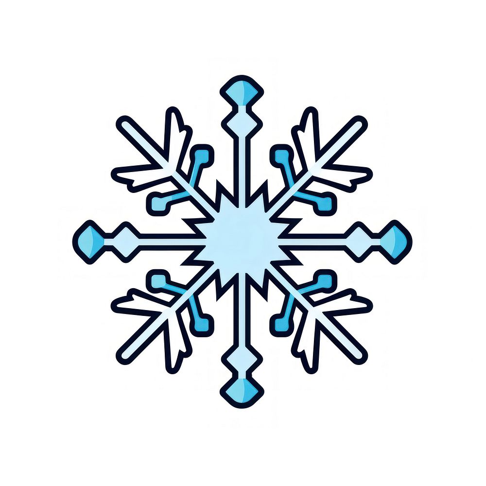 Snowflake Clipart cartoon line white background.