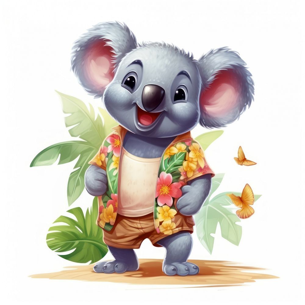 Koala character Vacation summer cartoon animal cute.