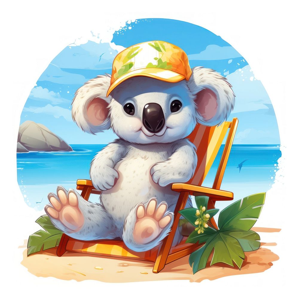 Koala character Vacation summer vacation cartoon animal.