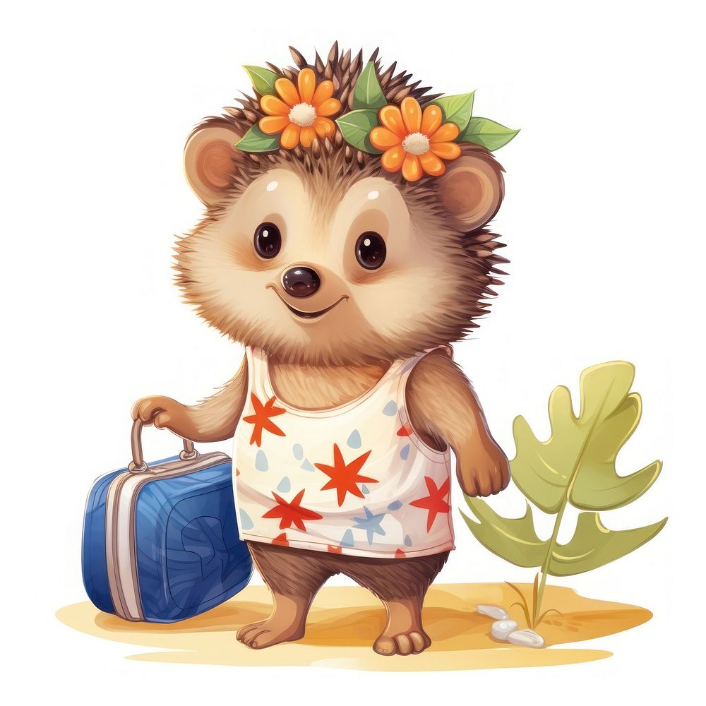 Hedgehog character Vacation summer cartoon mammal nature.