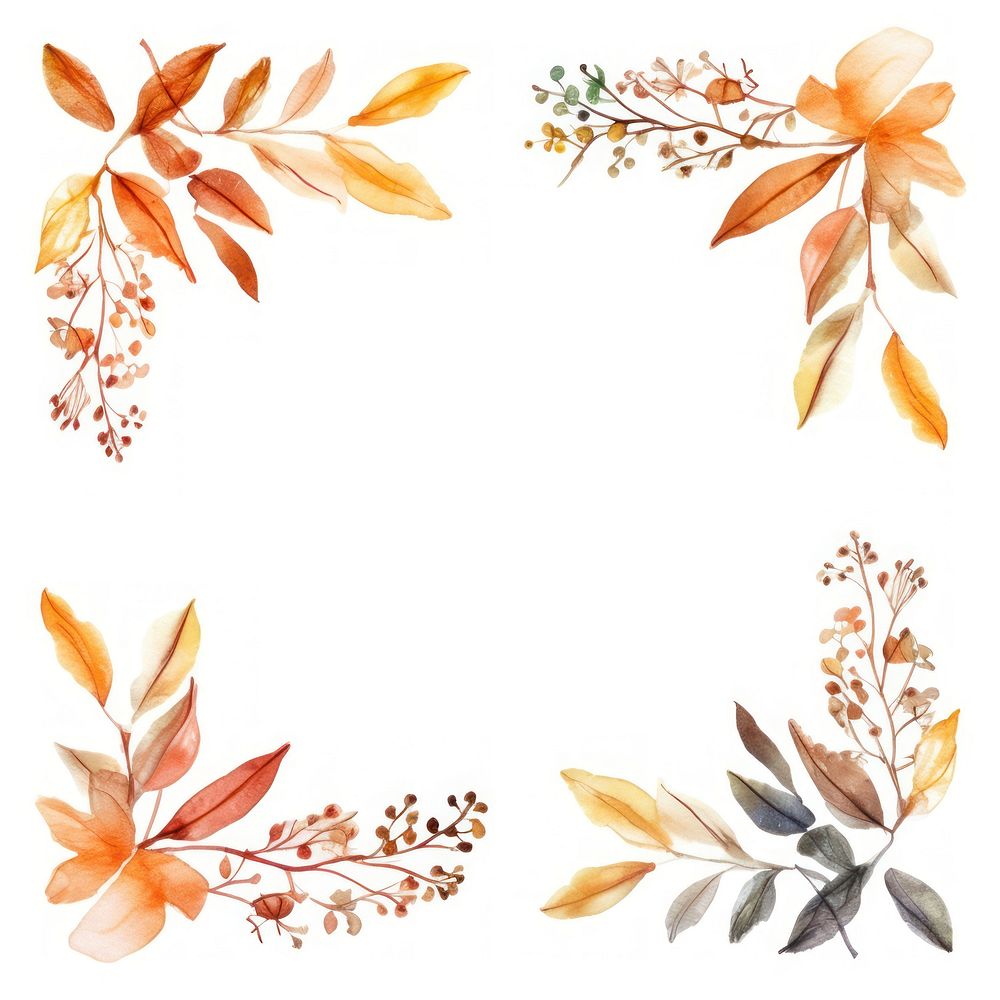 Autumn square border backgrounds pattern white background.