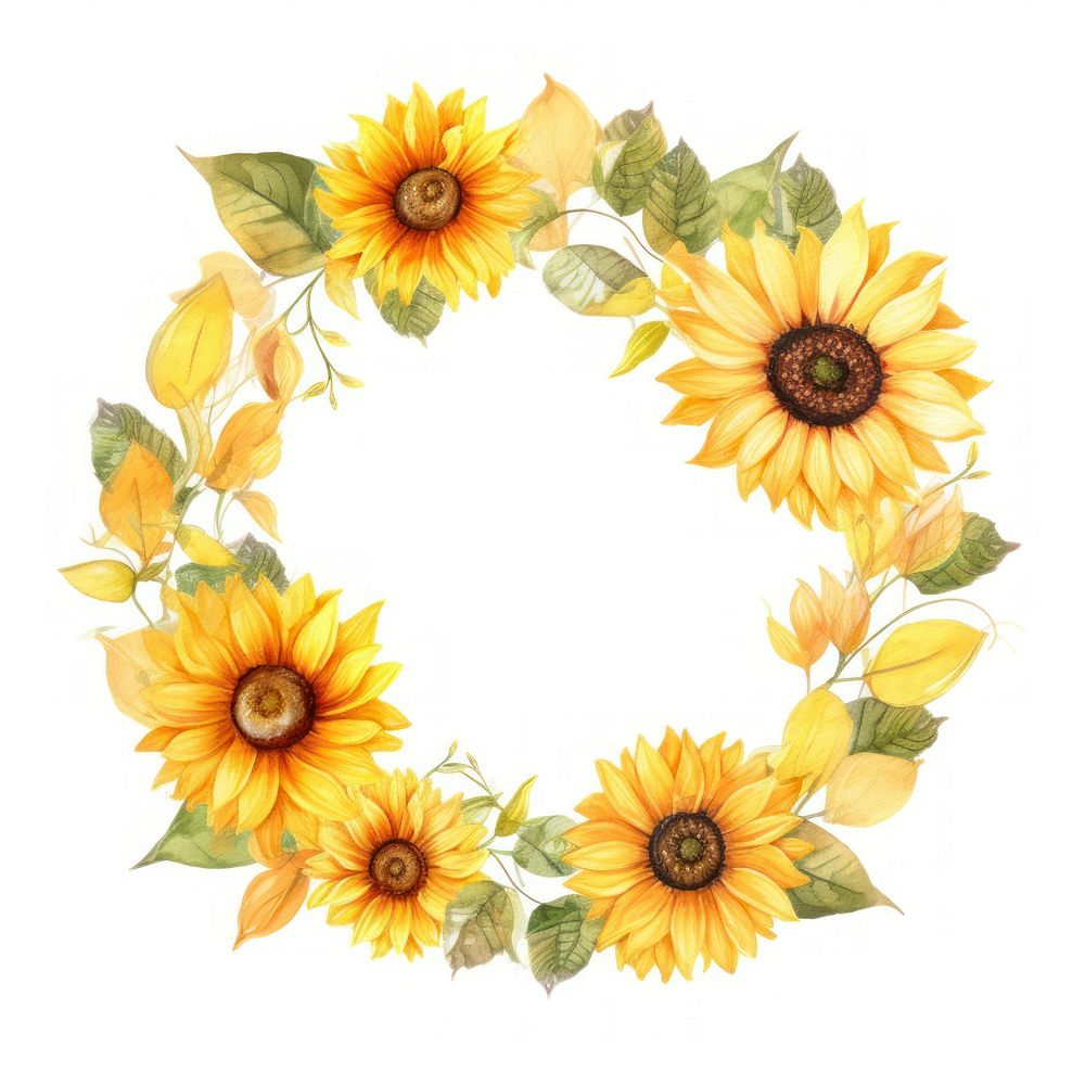 Flower sunflower circle border plant white background inflorescence.