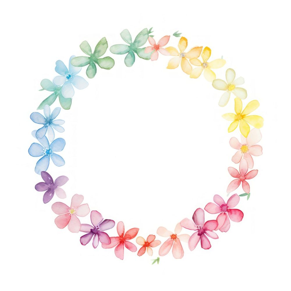 Flower rainbow circle border petal white background accessories.
