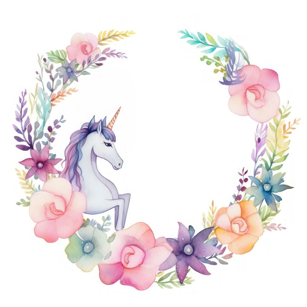 Flower unicorn circle border pattern plant representation.