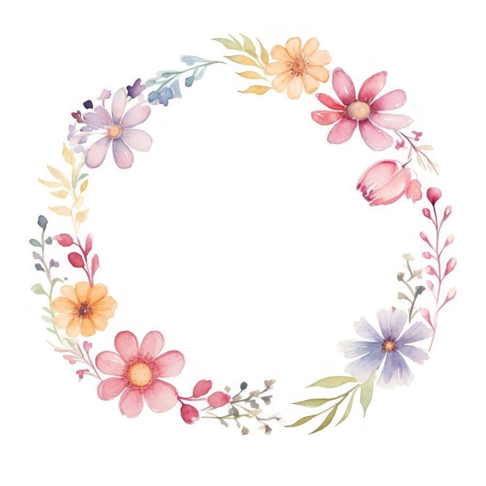 Flowers circle border pattern white background inflorescence.