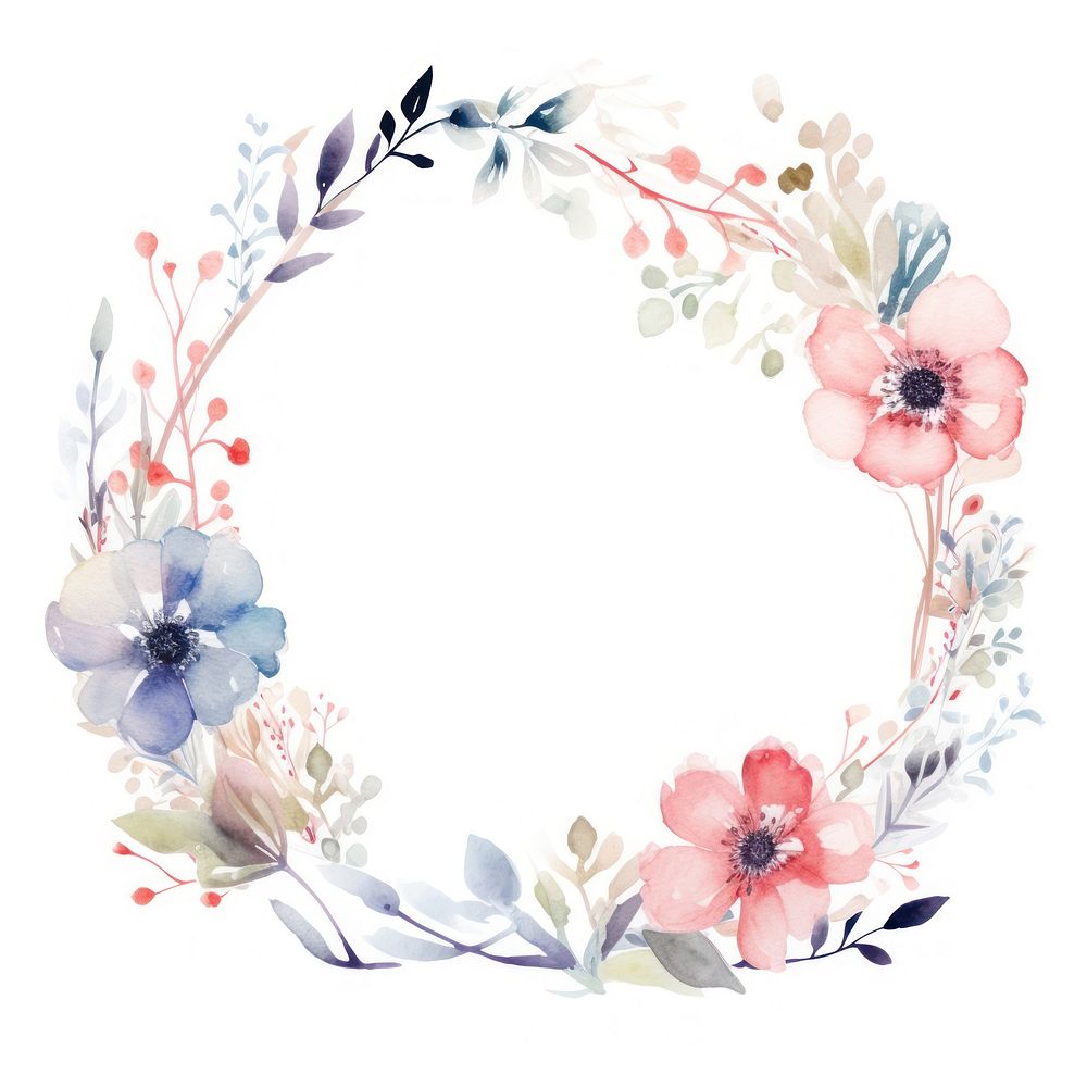 Flowers winter circle border pattern white background accessories.